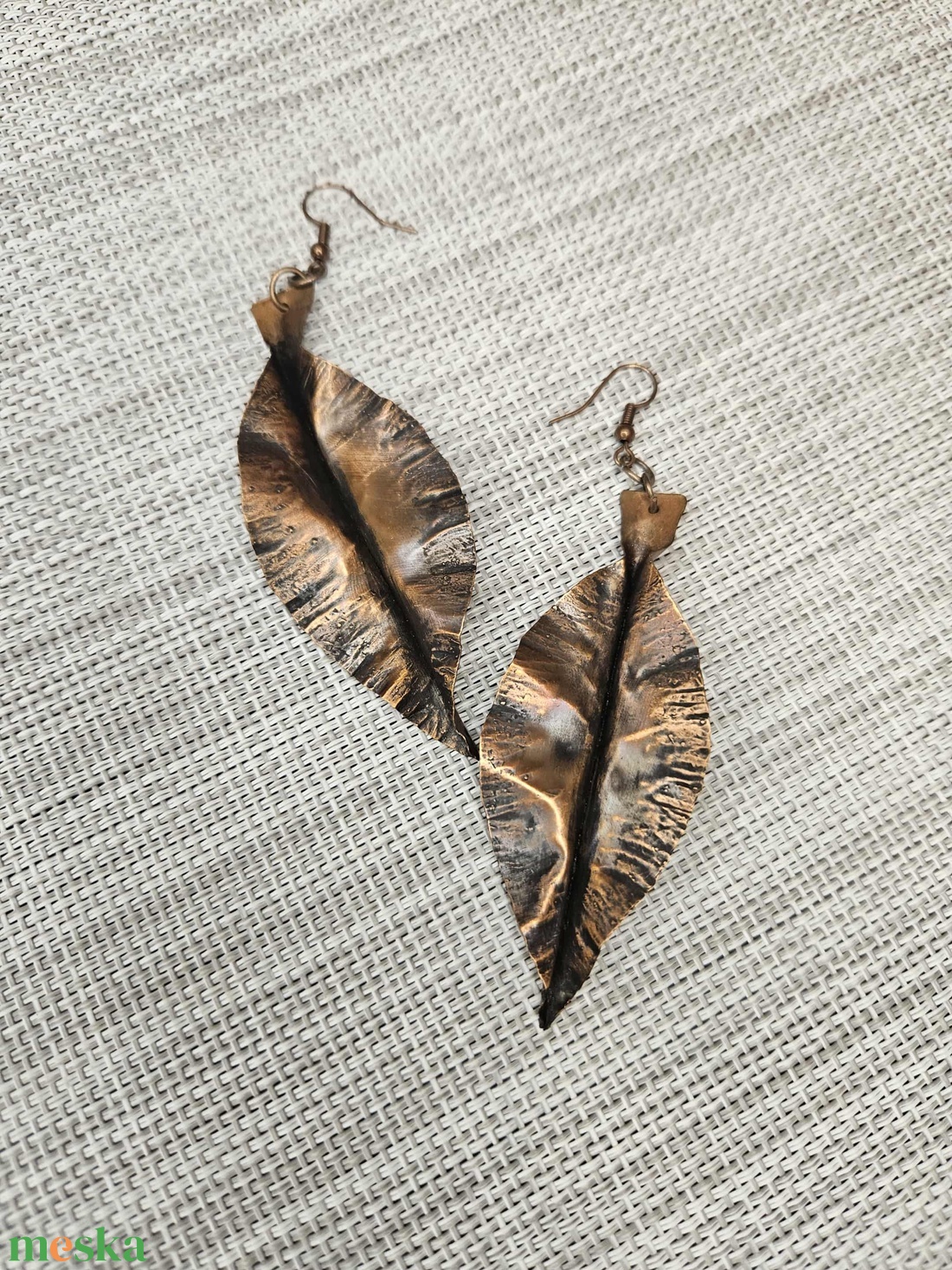 Falevél fülbevaló - hullámos - ékszer - fülbevaló - lógó fülbevaló - Meska.hu