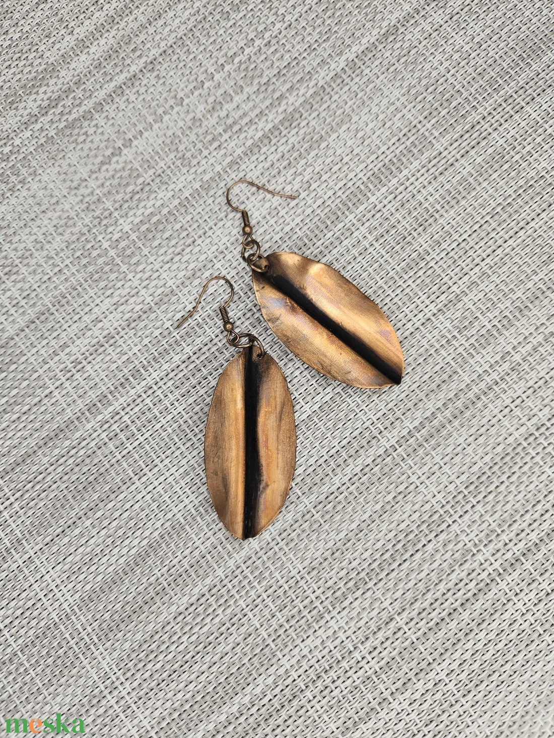 Patinázott fülbevaló - kávébab - ékszer - fülbevaló - lógó fülbevaló - Meska.hu