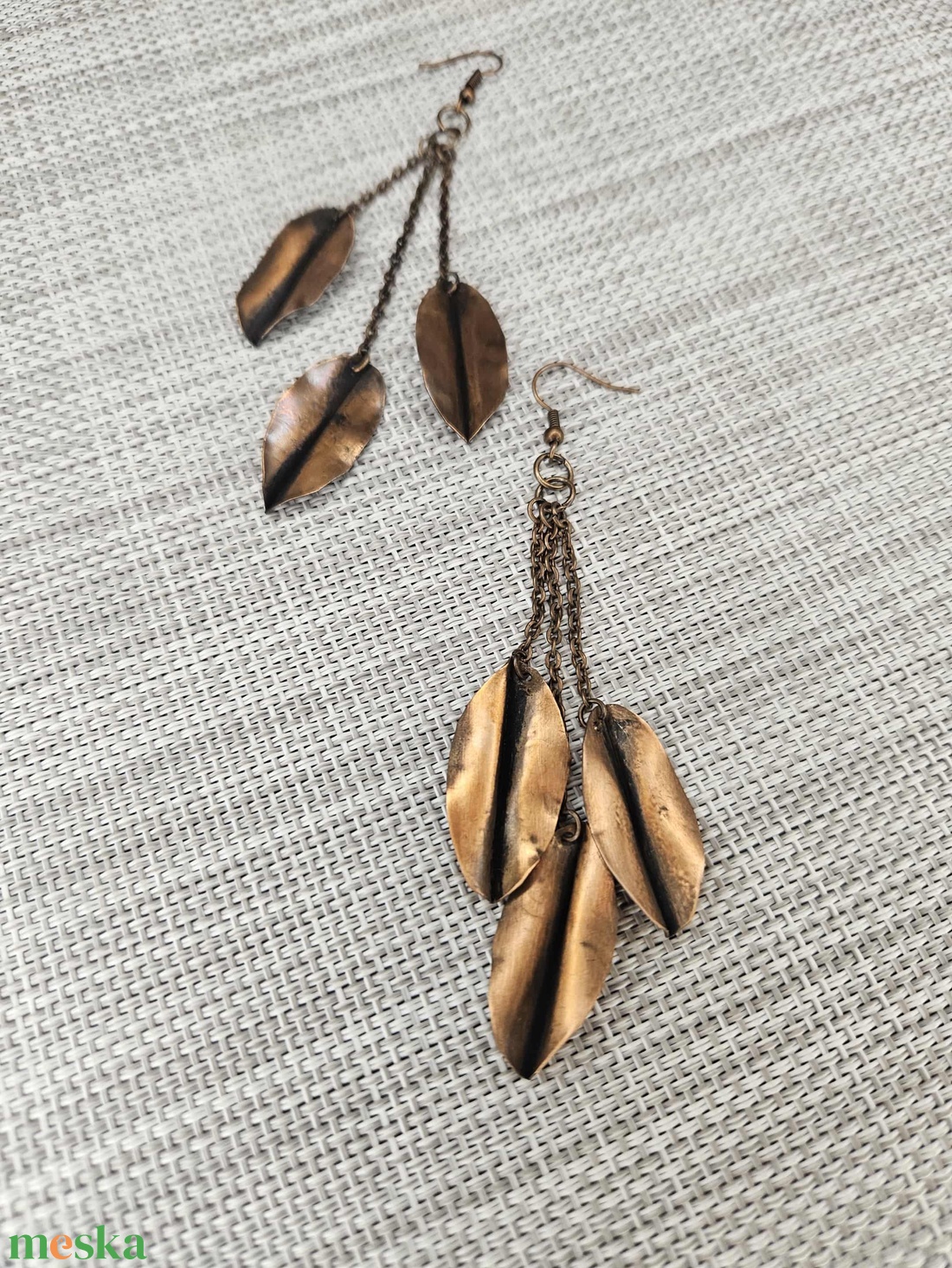 Tripla levélke fülbevaló - ékszer - fülbevaló - lógó fülbevaló - Meska.hu