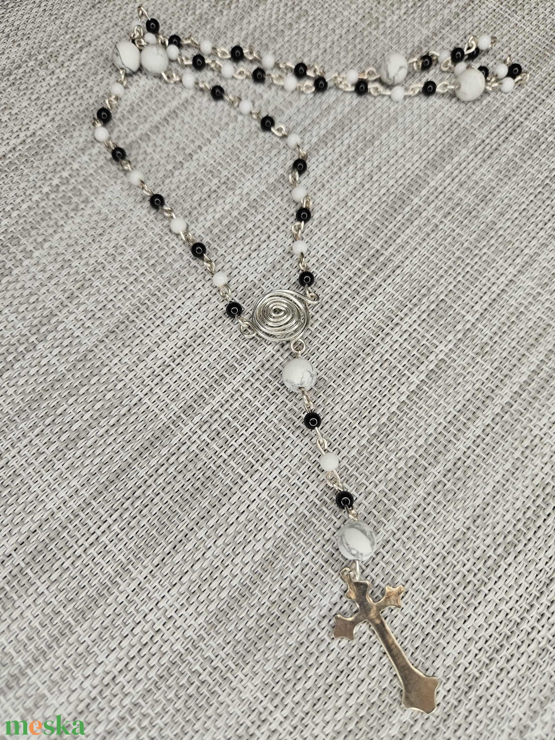Rózsafüzér - fehér jáde-ónix - otthon & életmód - vallás - lánc & füzér - Meska.hu