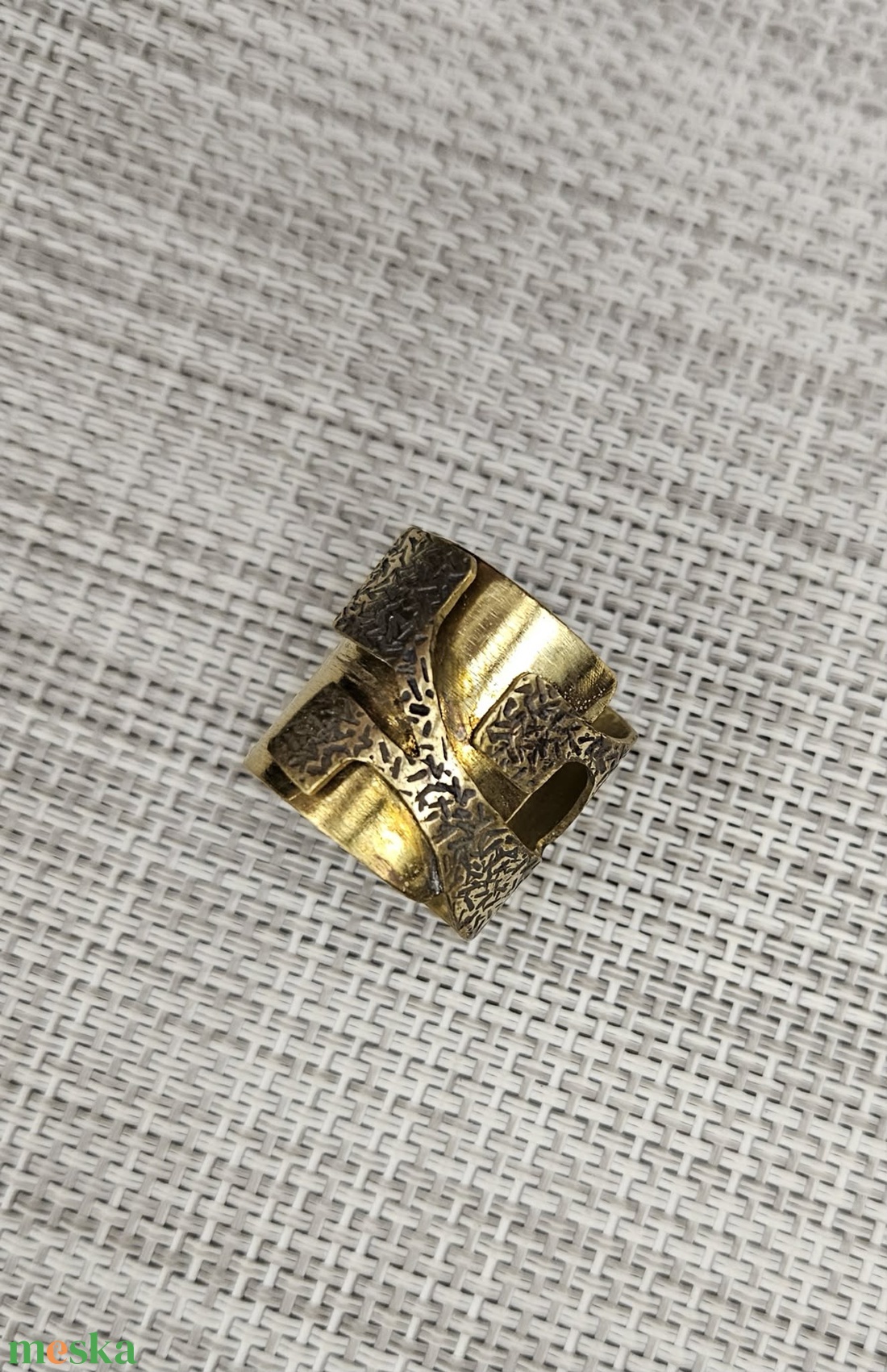 Négyzetes-leveles széles gyűrű - ékszer - gyűrű - statement gyűrű - Meska.hu