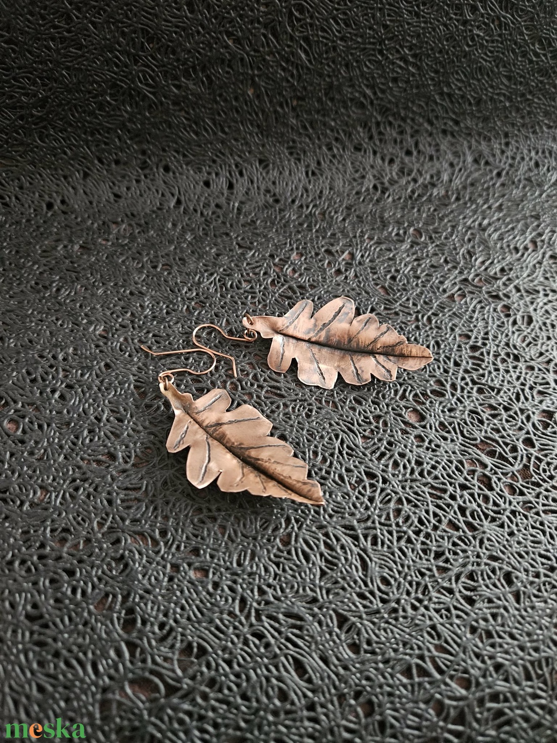 Tölgyfalevél fülbevaló - ékszer - fülbevaló - lógó fülbevaló - Meska.hu