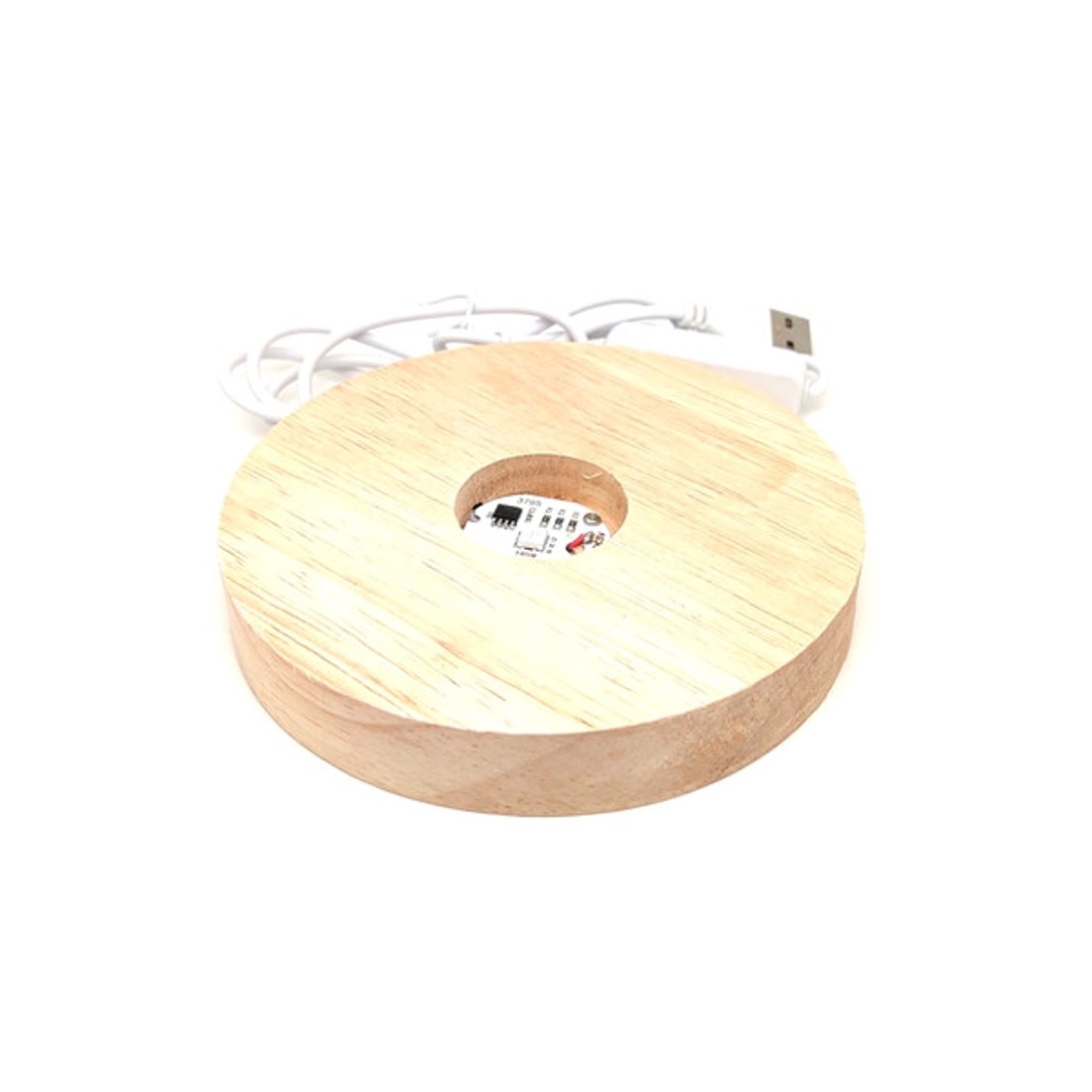 Fa talpas színváltós RGB LED talp ásványokhoz 12 cm kerek - kellékek & szerszámok - ásvány alapanyag - Meska.hu