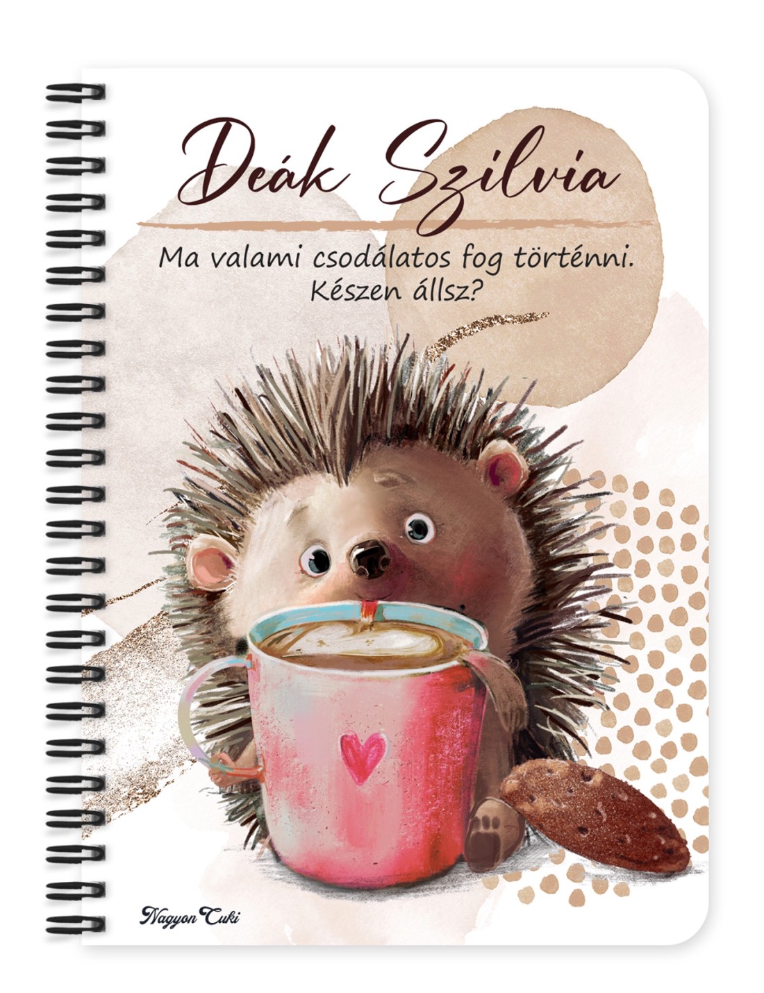 Személyre szabható - Kakaós süni mintás A6-os füzet - otthon & életmód - papír, írószer - jegyzetfüzet & napló - Meska.hu