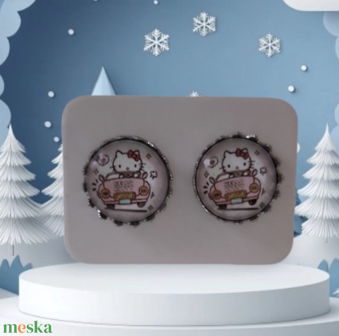 Hello Kitty/mesevilág fülbevaló - ékszer - fülbevaló - pötty fülbevaló - Meska.hu