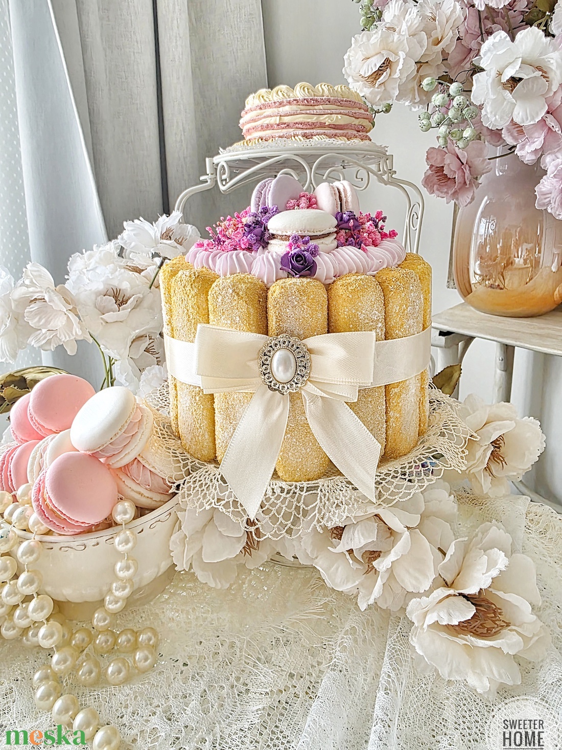 Charlotte dekortorta - otthon & életmód - dekoráció - asztal és polc dekoráció - asztaldísz - Meska.hu