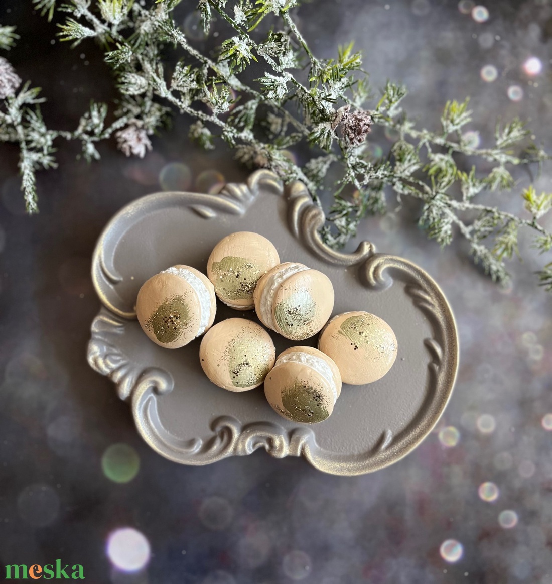 Macaron - arany - kellékek & szerszámok - díszíthető tárgyak - kerámia - Meska.hu