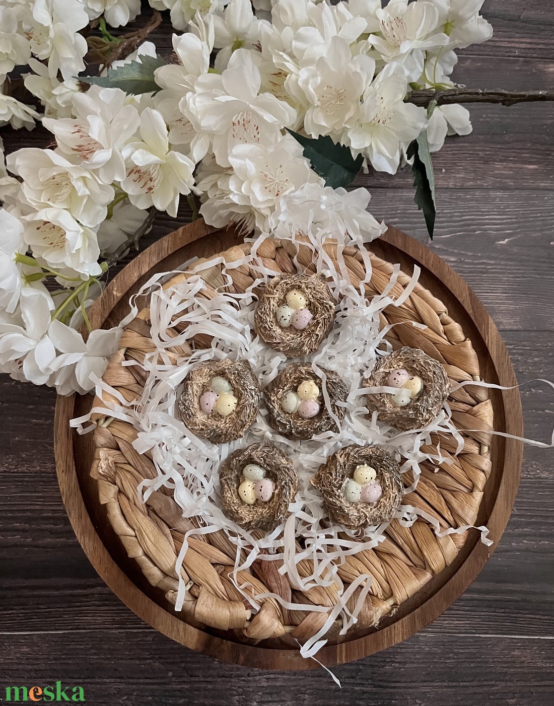 Madárfészek fürjtojásokkal - kellékek & szerszámok - díszíthető tárgyak - kerámia - Meska.hu
