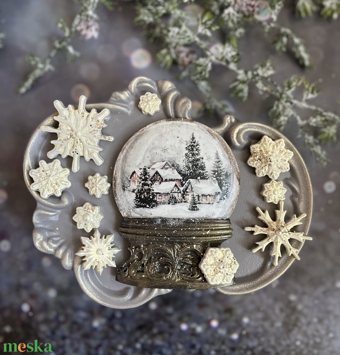 Hógömb és hópelyhek - kellékek & szerszámok - díszíthető tárgyak - kerámia - Meska.hu