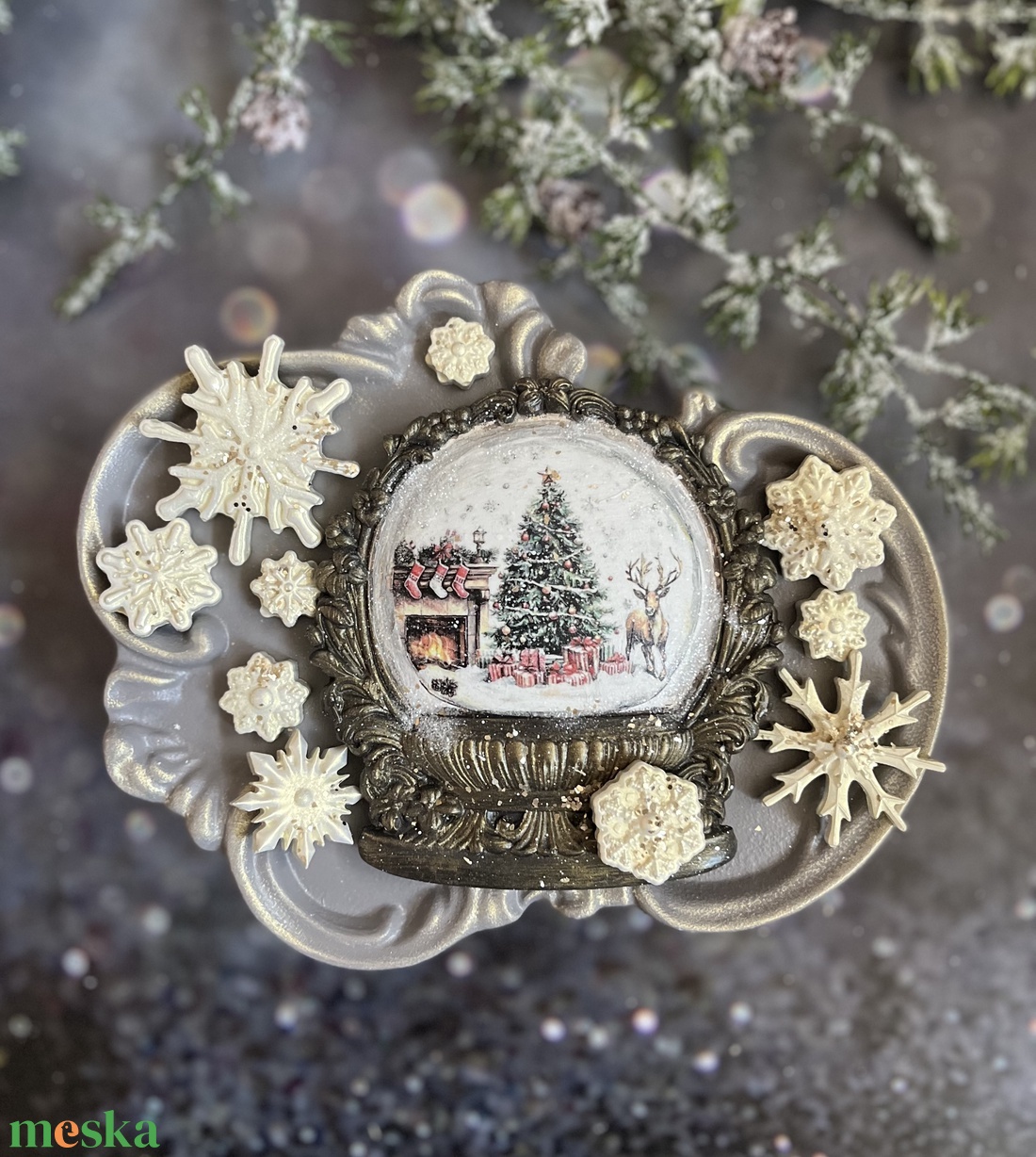 Hógömb és hópelyhek - kellékek & szerszámok - díszíthető tárgyak - kerámia - Meska.hu