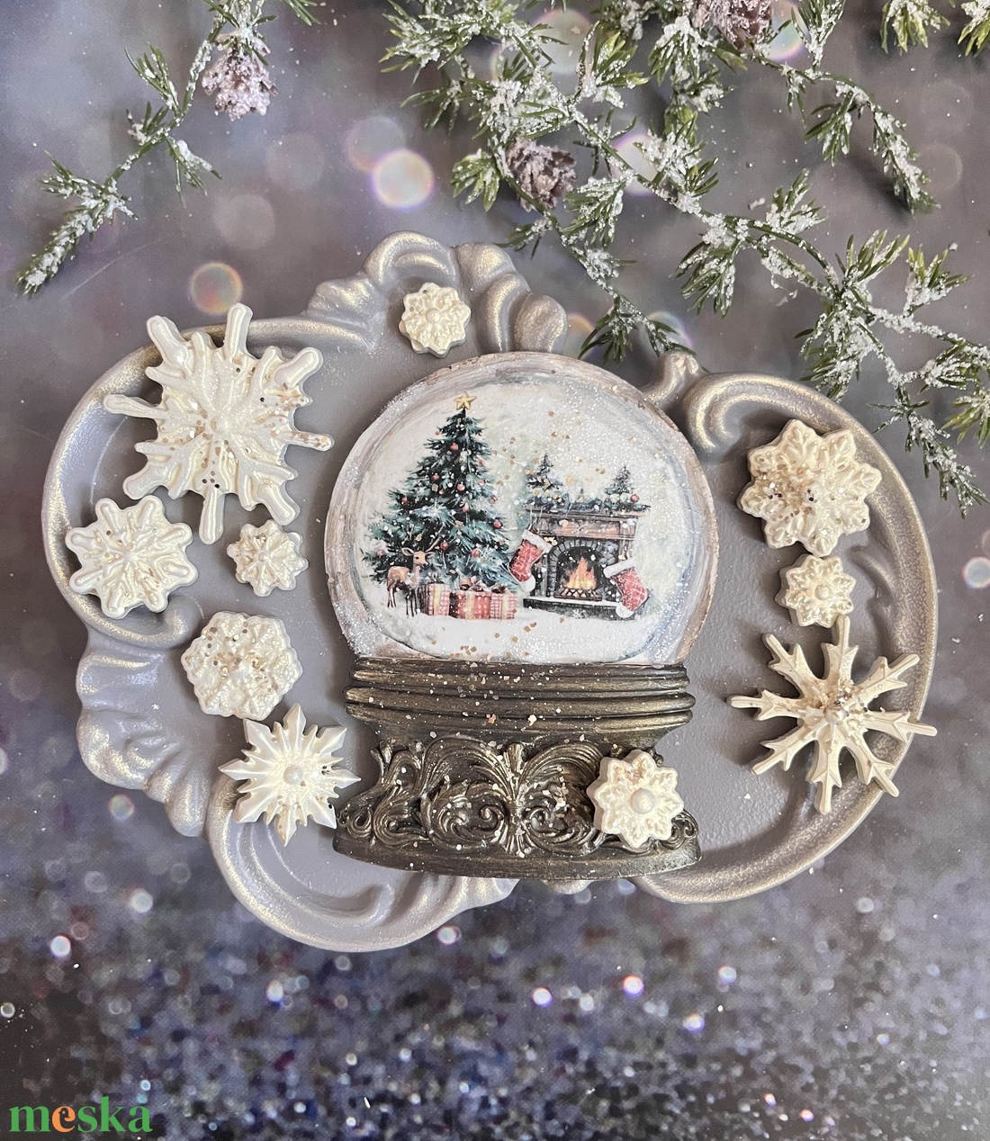 Hógömb és hópelyhek - kellékek & szerszámok - díszíthető tárgyak - kerámia - Meska.hu