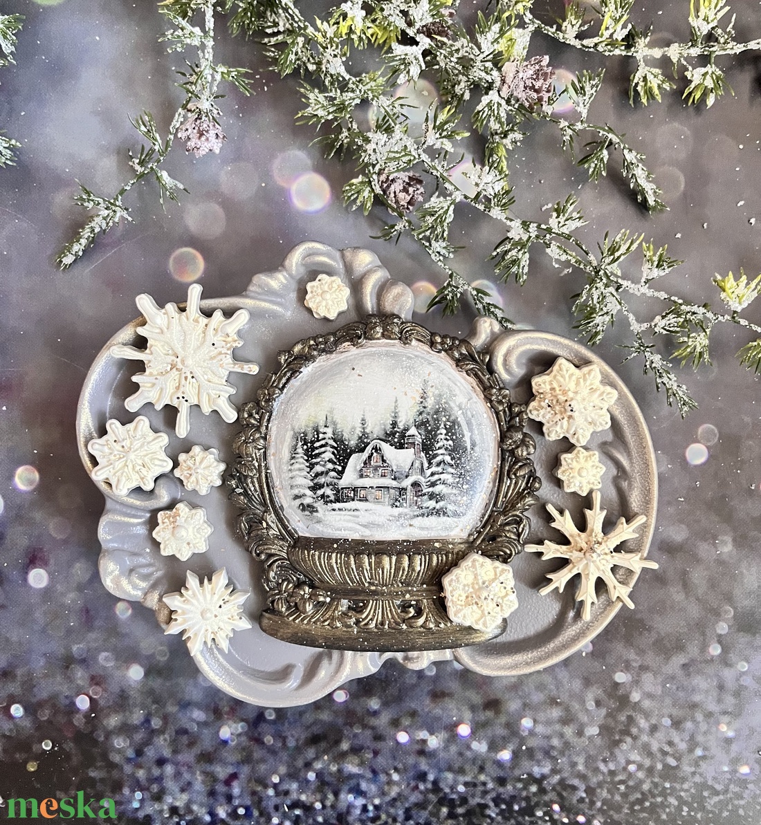 Hógömb és hópelyhek - kellékek & szerszámok - díszíthető tárgyak - kerámia - Meska.hu