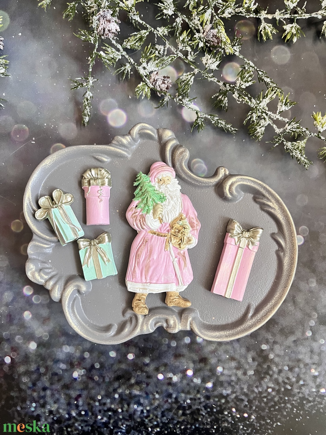 Télapó - rózsaszín - kellékek & szerszámok - díszíthető tárgyak - kerámia - Meska.hu