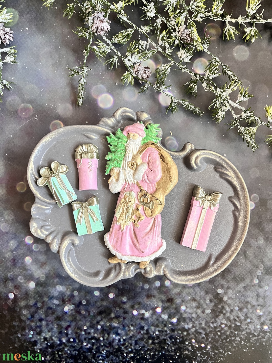 Télapó - rózsaszín - kellékek & szerszámok - díszíthető tárgyak - kerámia - Meska.hu