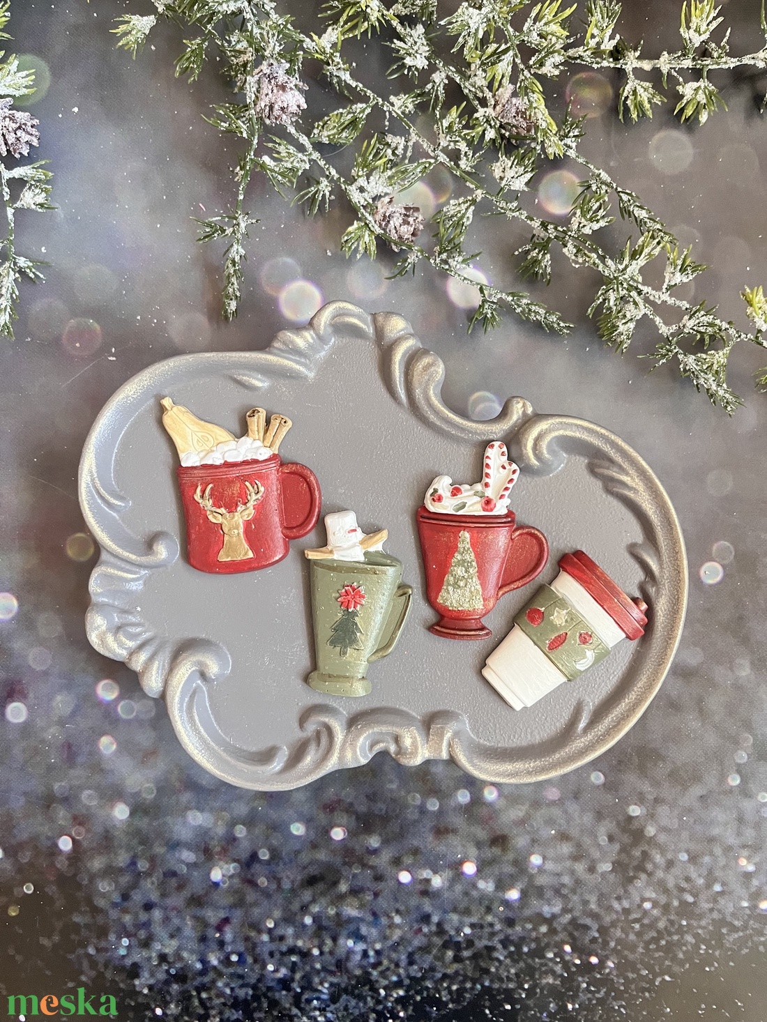Karácsonyi forró italok - kellékek & szerszámok - díszíthető tárgyak - kerámia - Meska.hu