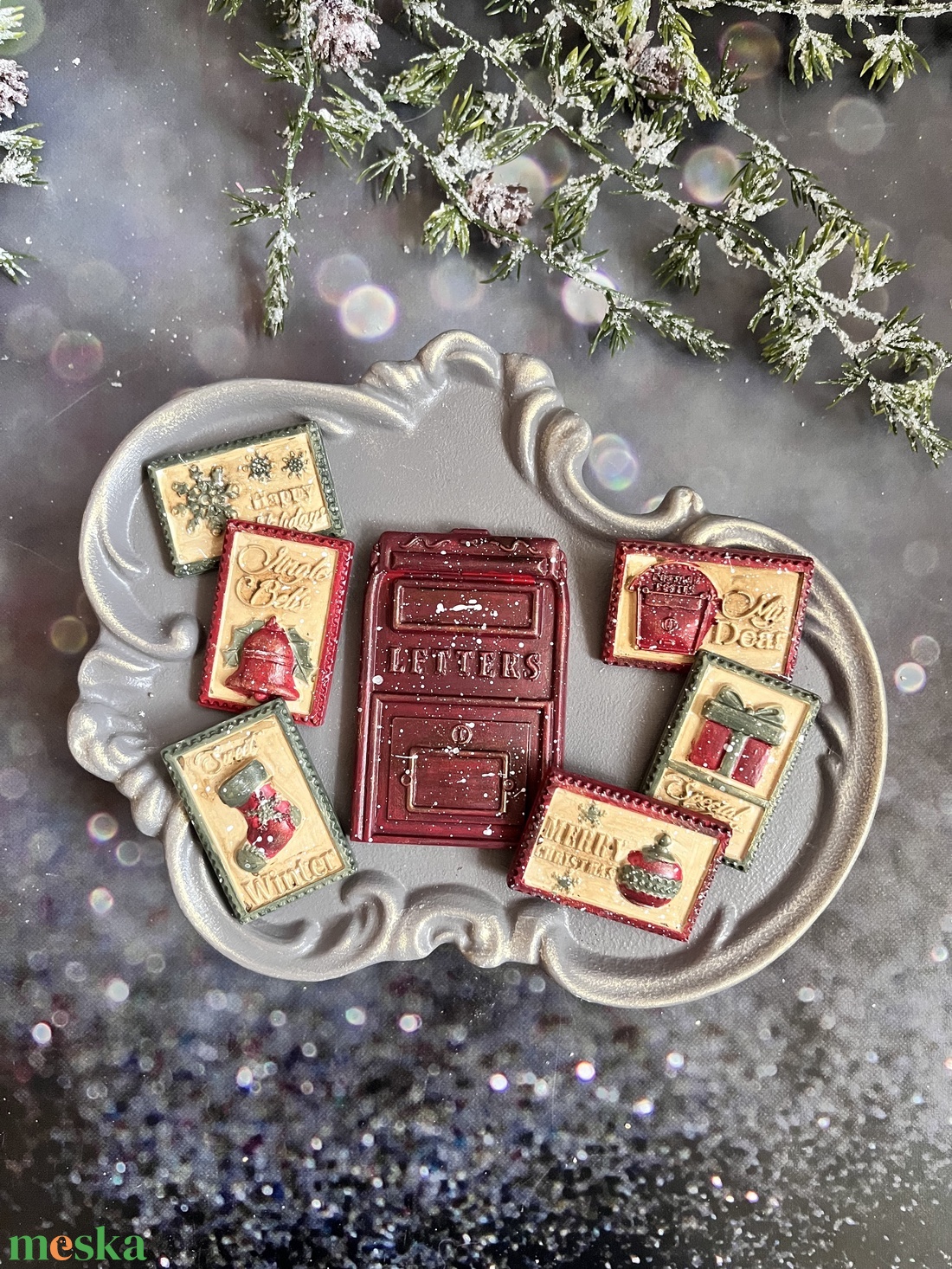 Karácsonyi postaláda - piros - kellékek & szerszámok - díszíthető tárgyak - kerámia - Meska.hu