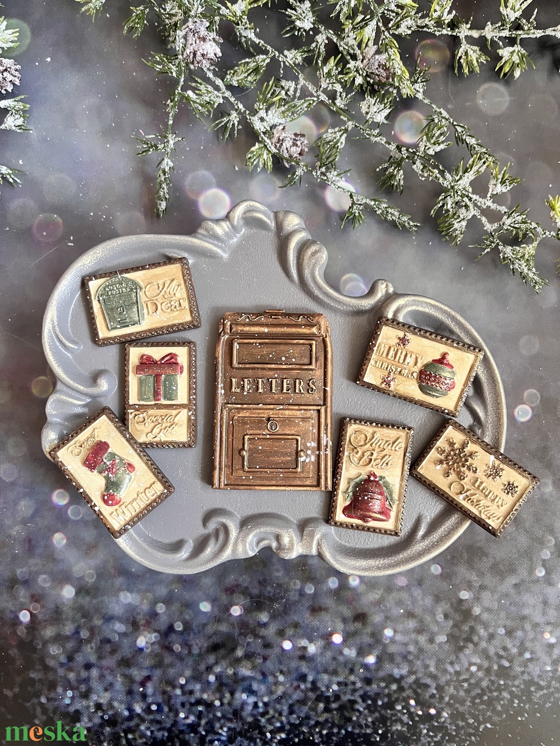 Karácsonyi postaláda - barna - kellékek & szerszámok - díszíthető tárgyak - kerámia - Meska.hu