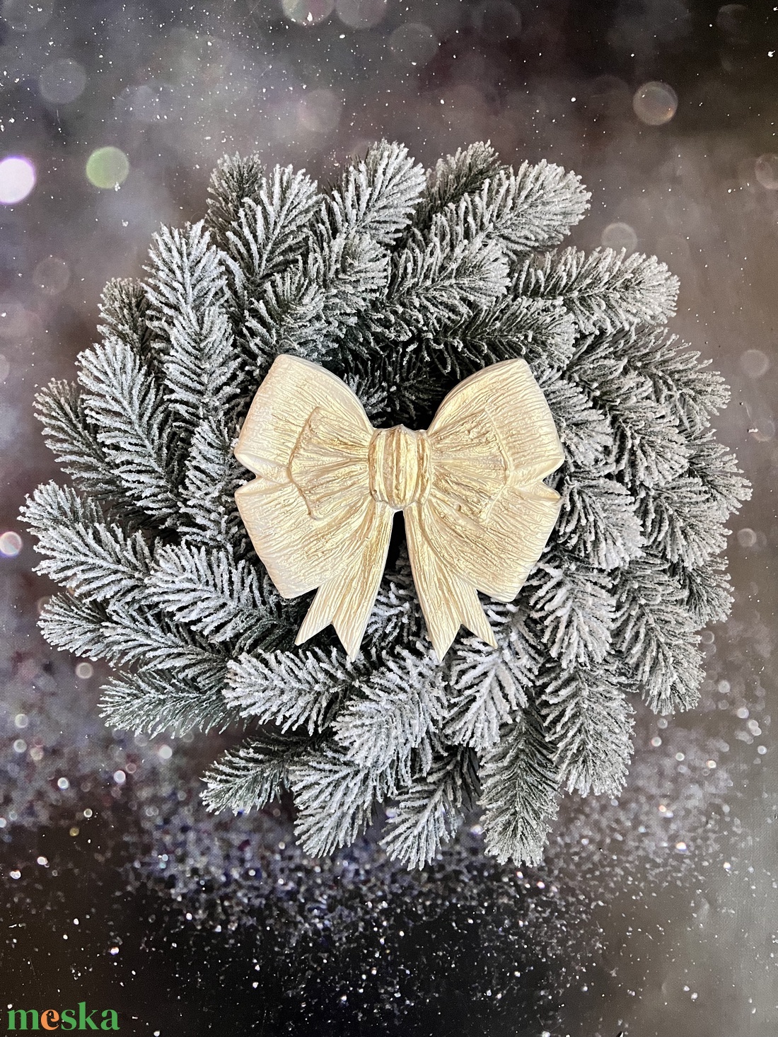 Karácsonyi masni - fehérarany - kellékek & szerszámok - díszíthető tárgyak - kerámia - Meska.hu