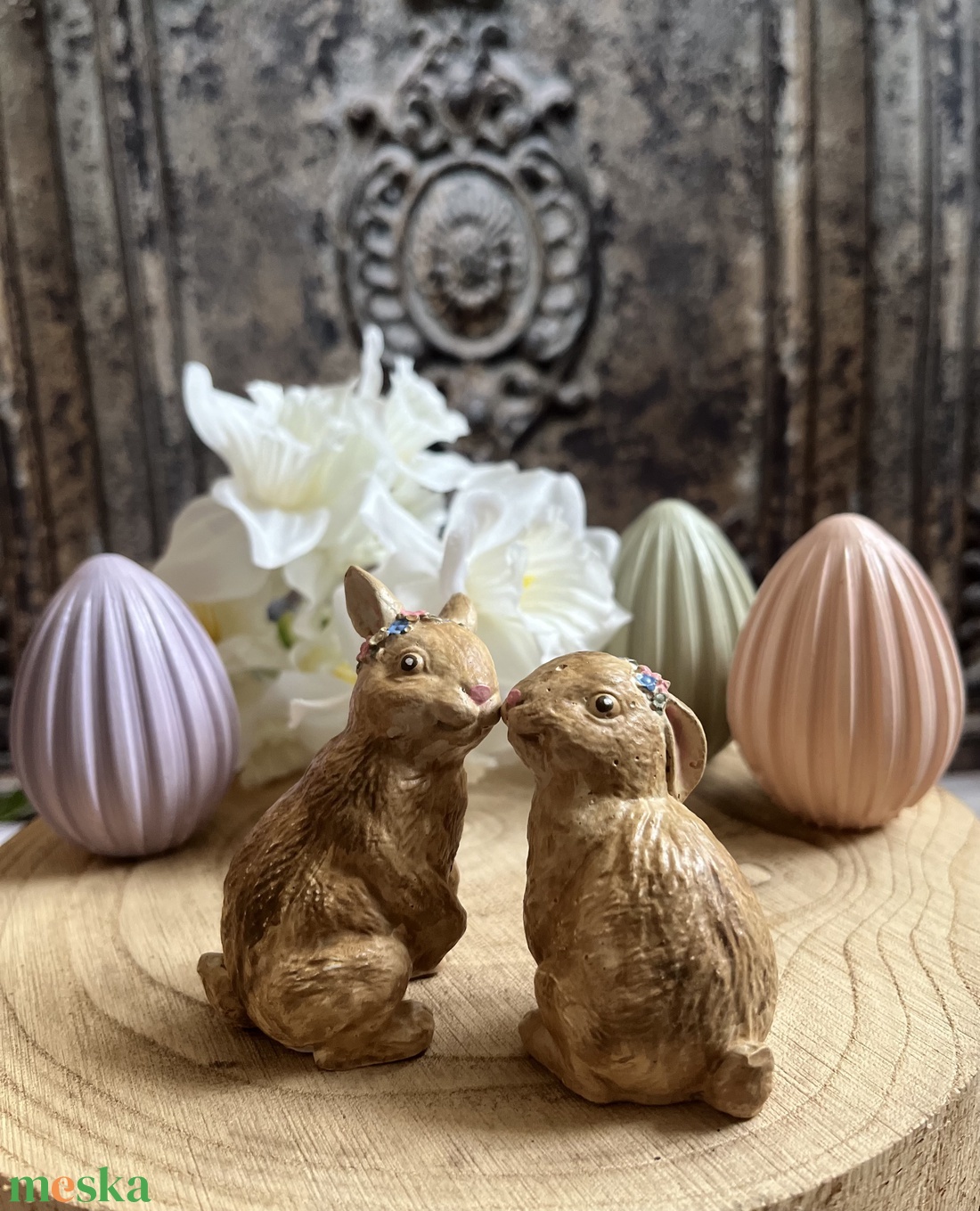 Szerelmes nyuszipár - kellékek & szerszámok - díszíthető tárgyak - kerámia - Meska.hu