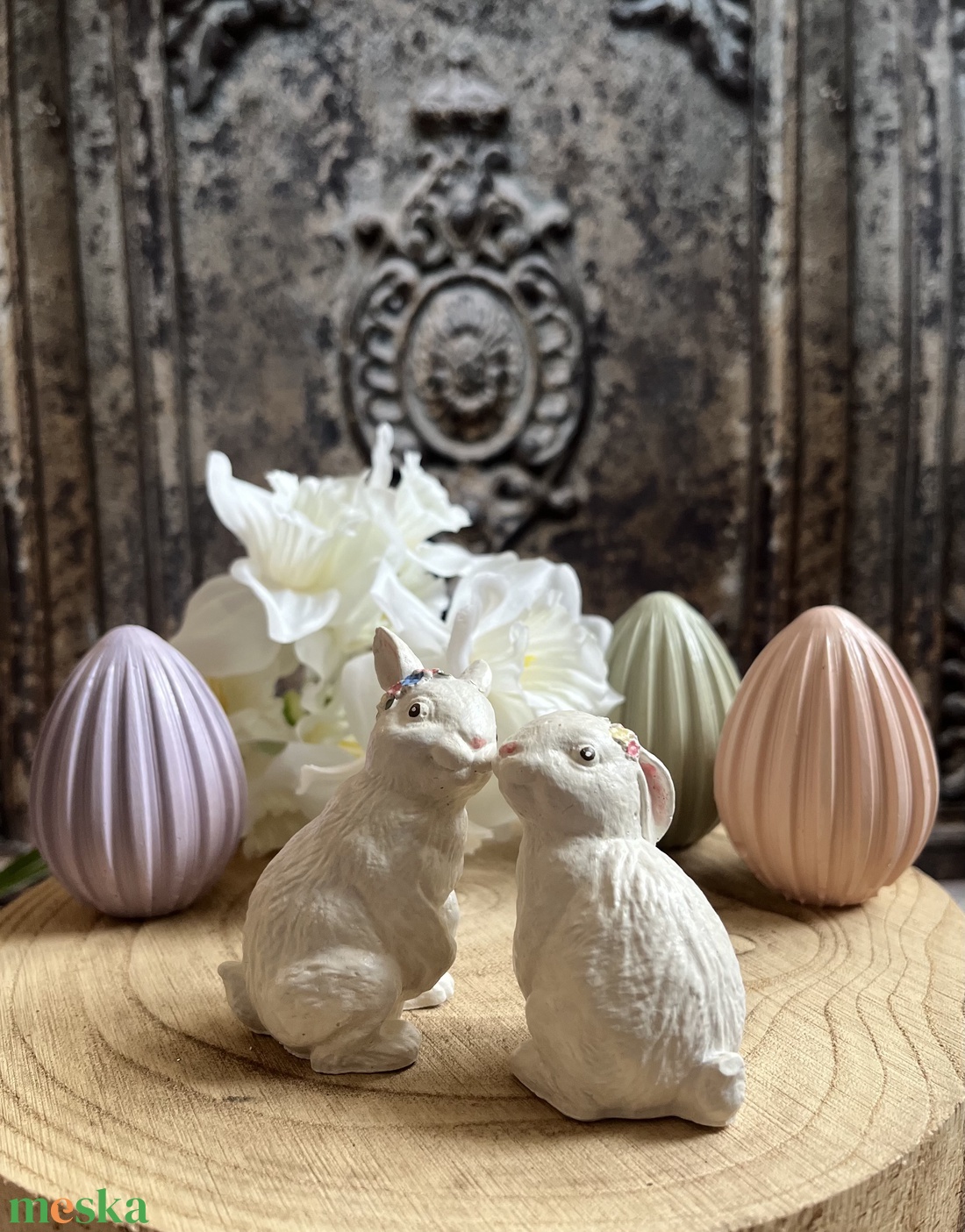 Szerelmes nyuszipár - kellékek & szerszámok - díszíthető tárgyak - kerámia - Meska.hu