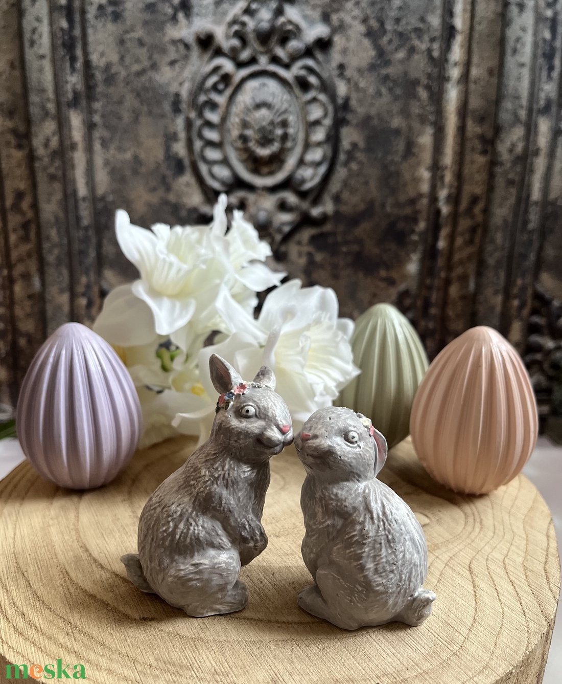 Szerelmes nyuszipár - kellékek & szerszámok - díszíthető tárgyak - kerámia - Meska.hu