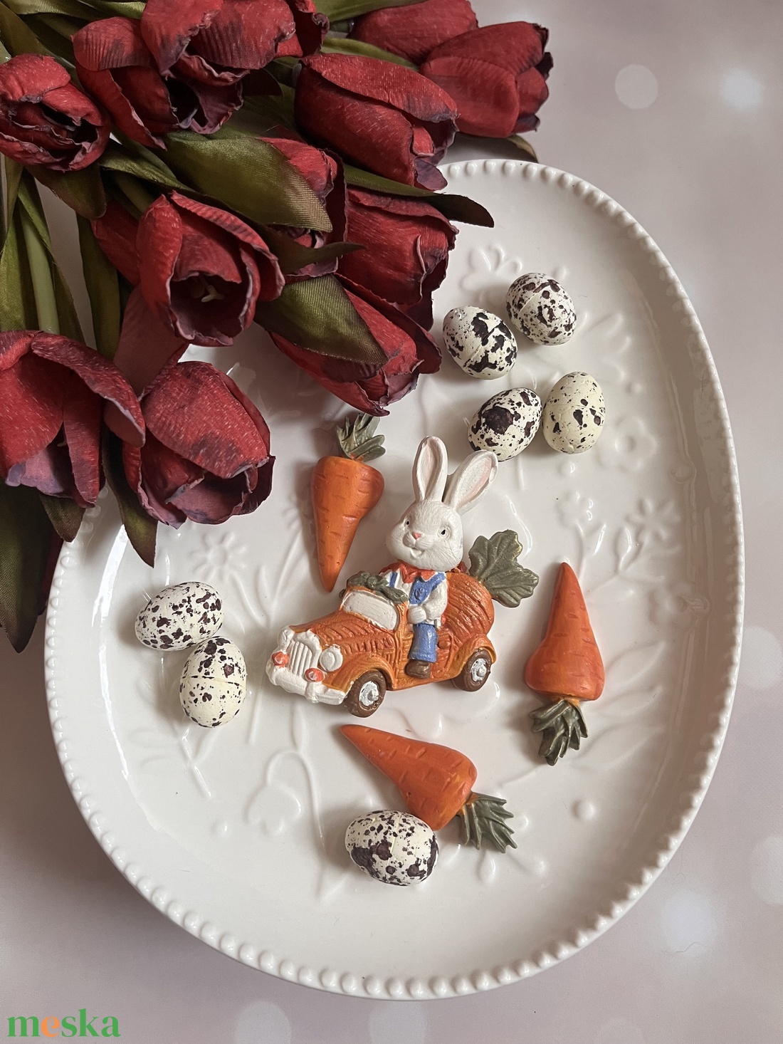 Répaautós nyuszi - kellékek & szerszámok - díszíthető tárgyak - kerámia - Meska.hu