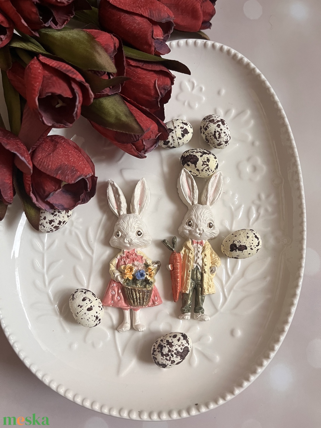 Nyuszipár - kellékek & szerszámok - díszíthető tárgyak - kerámia - Meska.hu