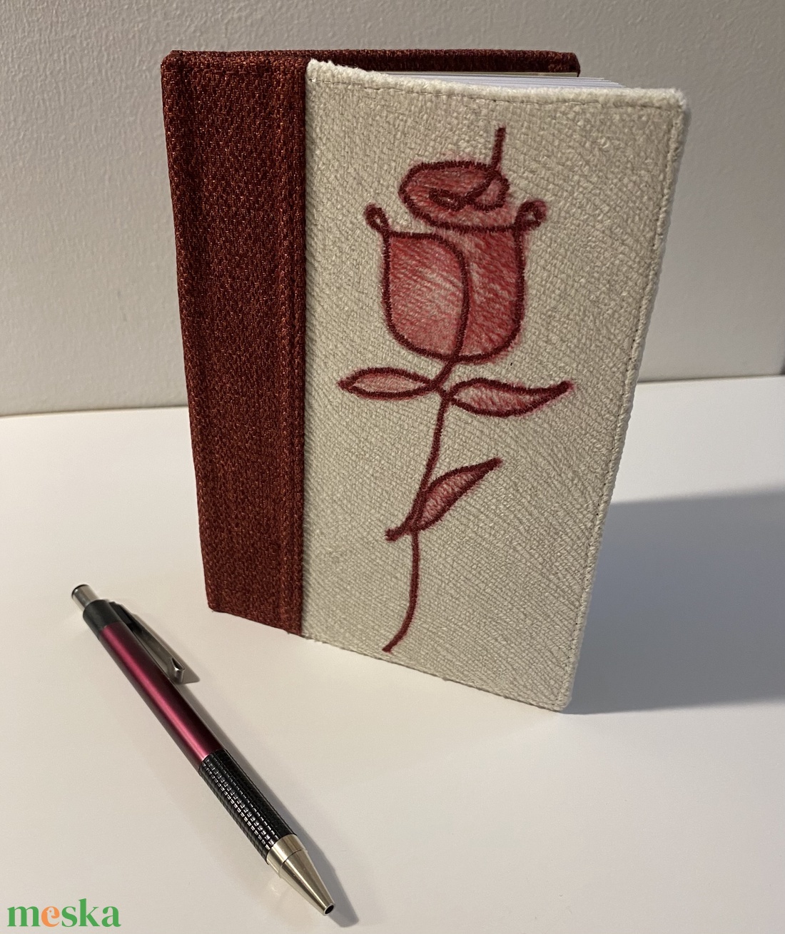 Vörös rózsa-  A6-os notesz - otthon & lakás - papír írószer - jegyzetfüzet & napló - Meska.hu