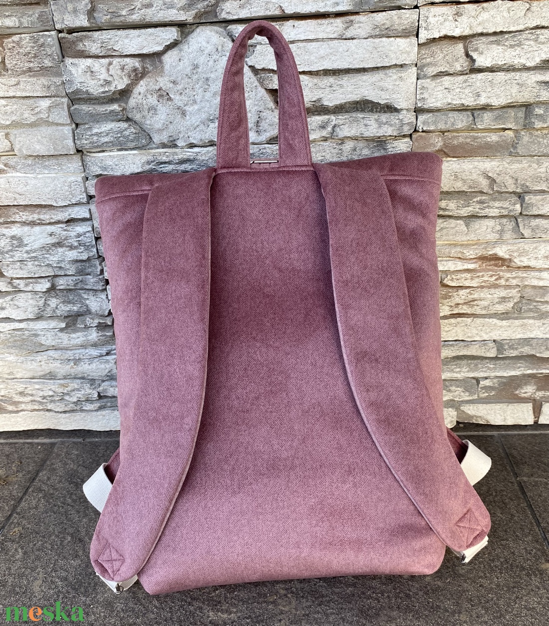 Pasztell rózsaszín lehajtós hátitáska - táska & tok - hátizsák - roll top hátizsák - Meska.hu