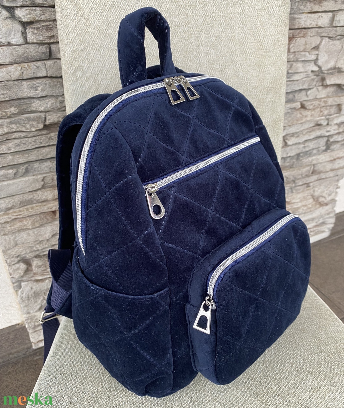 Mélykék, puha hátitáska - táska & tok - hátizsák - hátizsák - Meska.hu