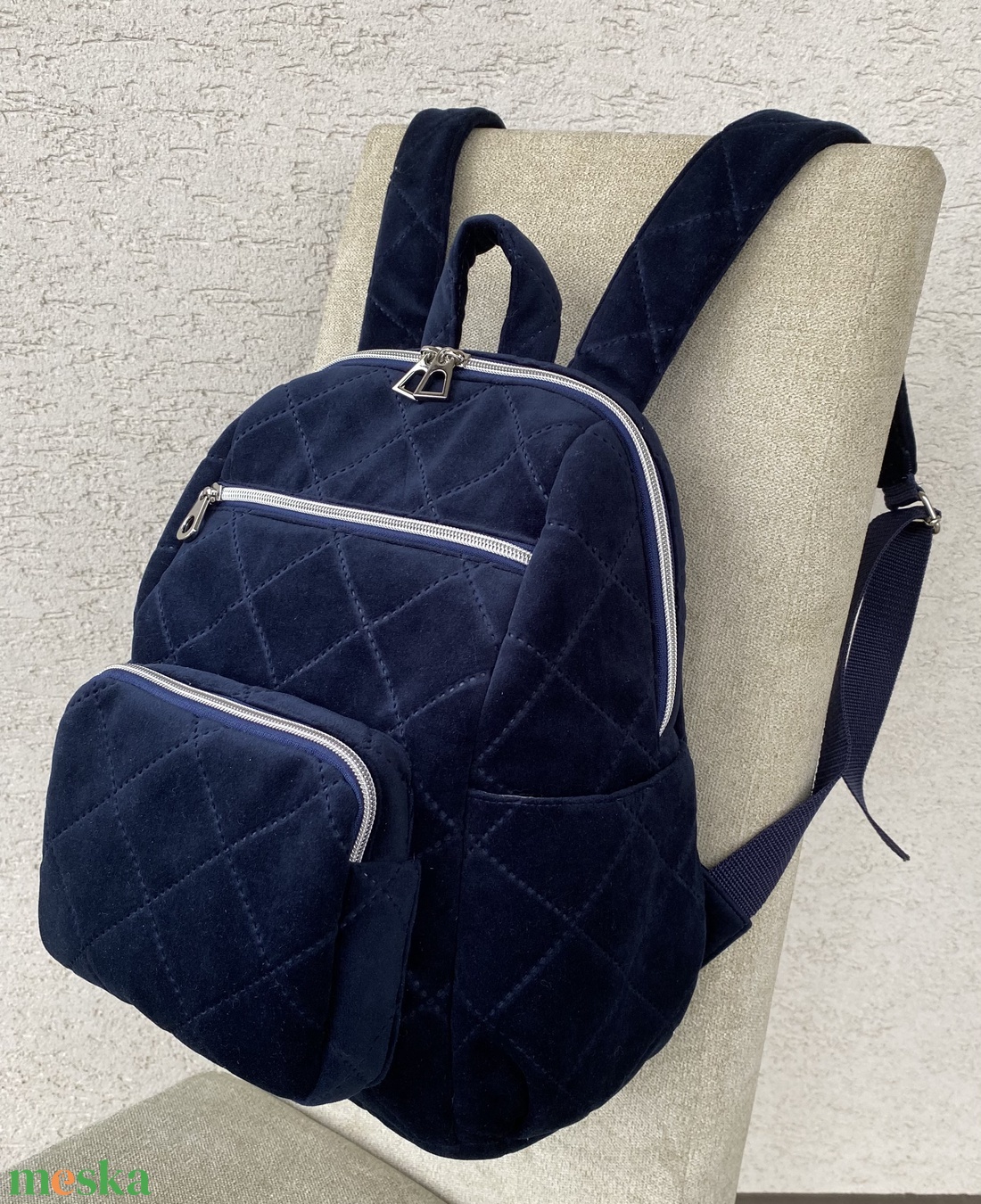 Mélykék, puha hátitáska - táska & tok - hátizsák - hátizsák - Meska.hu