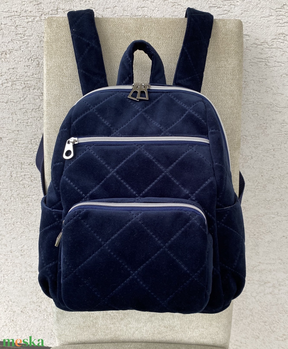 Mélykék, puha hátitáska - táska & tok - hátizsák - hátizsák - Meska.hu