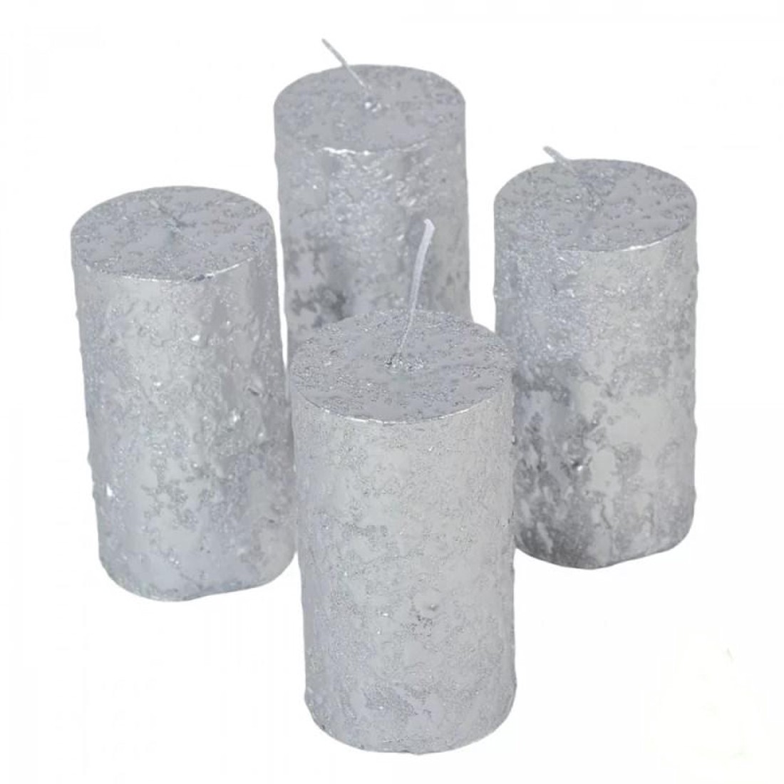 Fröcskölt henger gyertya 50x90 mm - ezüst szett - kellékek & szerszámok - dekorációs kellékek - dekorációs gyertya - Meska.hu