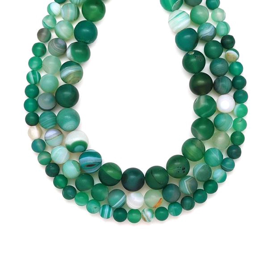 Achát matt szinezett zöld sávos golyó 10mm ékszerkészítő alapanyag (füzér) - kellékek & szerszámok - ásvány alapanyag - ásványfüzér - Meska.hu