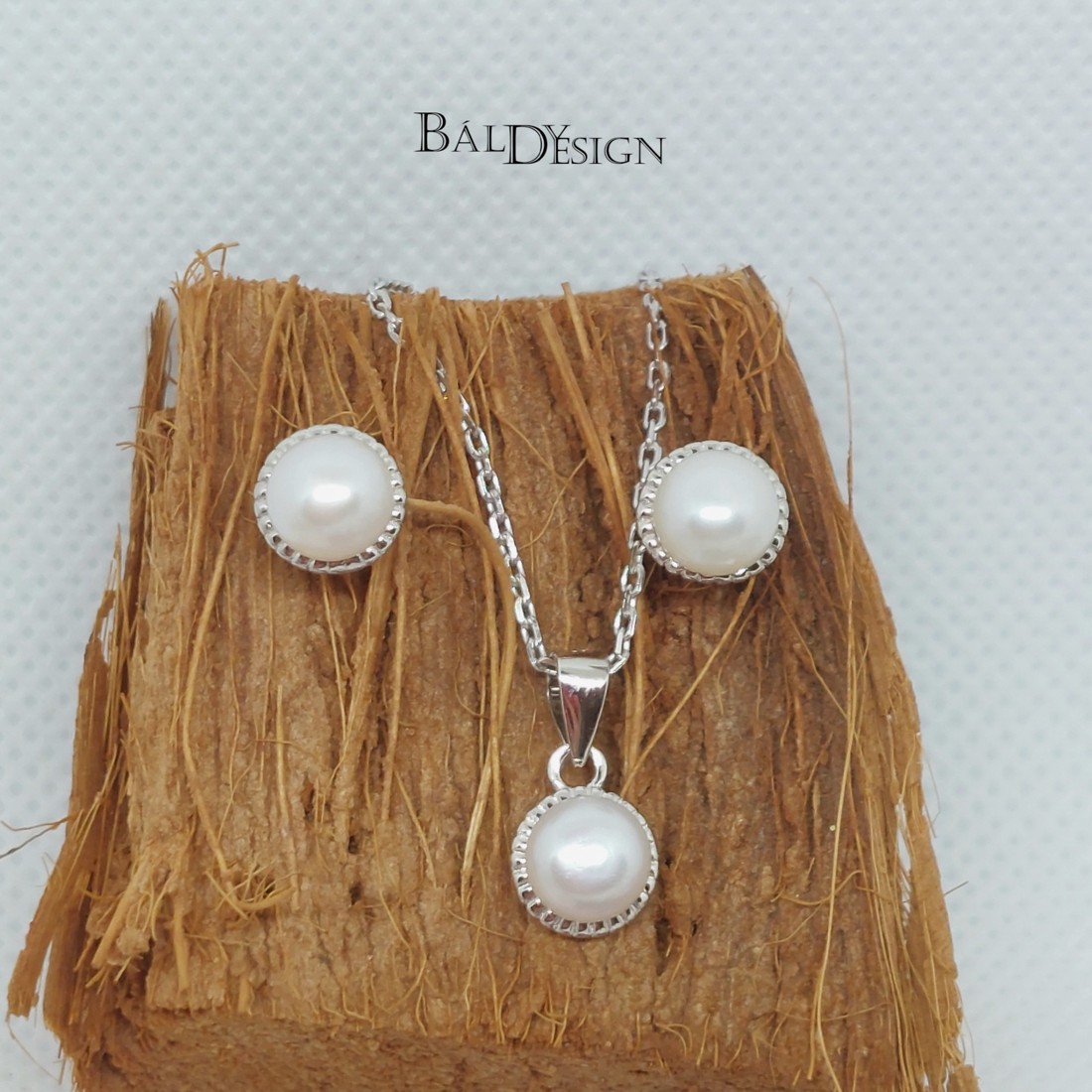 Ezüst gyöngyös fülbevaló és medál -  - Meska.hu