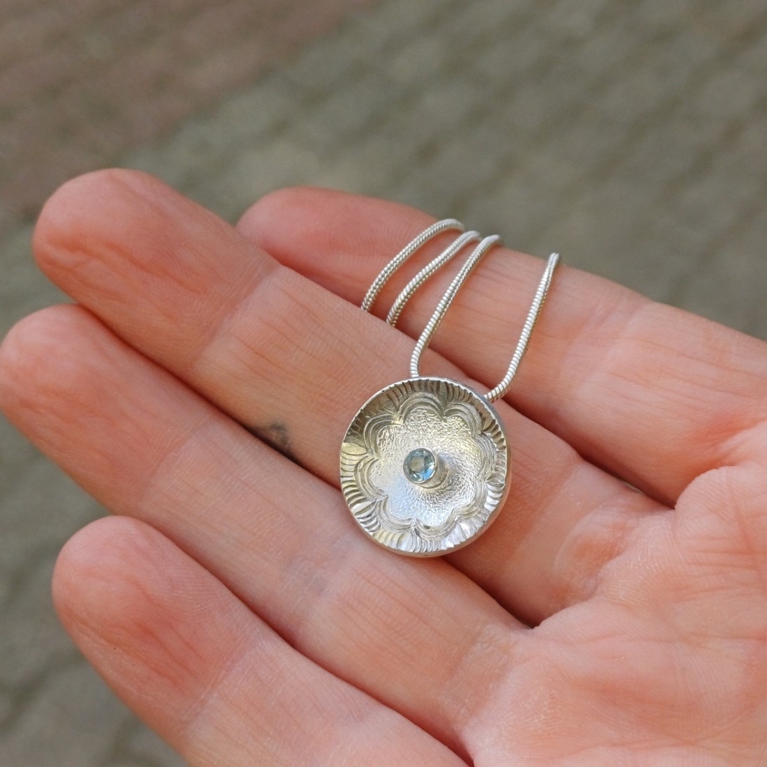 Nature details - kék hajnal topáz ezüst medál - ékszer - nyaklánc - medál - Meska.hu