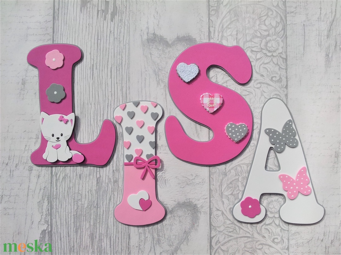 Dekorgumi gyerekszoba dekoráció nagyméretű betű cicás pink-fehér - otthon & életmód - babaszoba, gyerekszoba - babaszoba dekoráció - Meska.hu Dekorgumi gyerekszoba dekoráció nagyméretű betű cicás pink-fehér - otthon & életmód - babaszoba, gyerekszoba - babaszoba dekoráció - Meska.hu