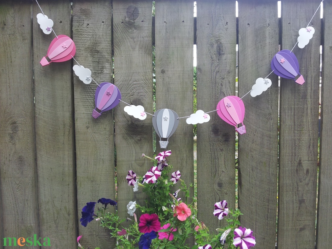 Hőlégballon girland/bunting felhőkkel rózsaszín-lila-szürke - otthon & életmód - dekoráció - fali és függő dekoráció - girland, zászlófűzér - Meska.hu Hőlégballon girland/bunting felhőkkel rózsaszín-lila-szürke - otthon & életmód - dekoráció - fali és függő dekoráció - girland, zászlófűzér - Meska.hu