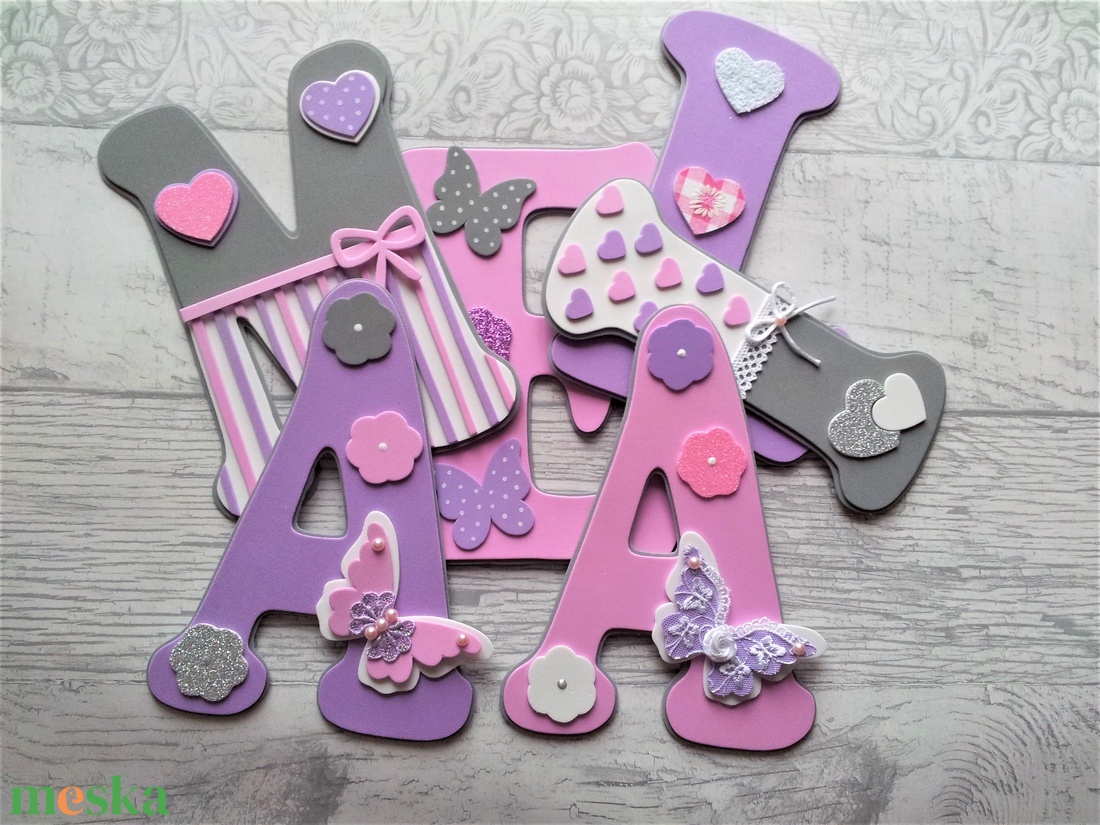 Bababetűk, nagyméretű betű, pillangós pink-szürke-lila - otthon & életmód - babaszoba, gyerekszoba - babaszoba dekoráció - Meska.hu Bababetűk, nagyméretű betű, pillangós pink-szürke-lila - otthon & életmód - babaszoba, gyerekszoba - babaszoba dekoráció - Meska.hu