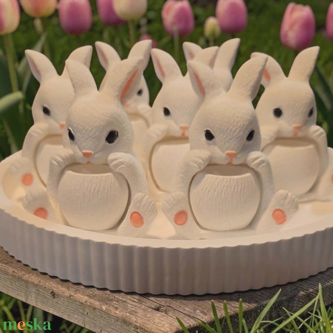 Cuki porcelán nyuszis tároló húsvétra - otthon & életmód - dekoráció - dekoratív figurák és szobrok - Meska.hu