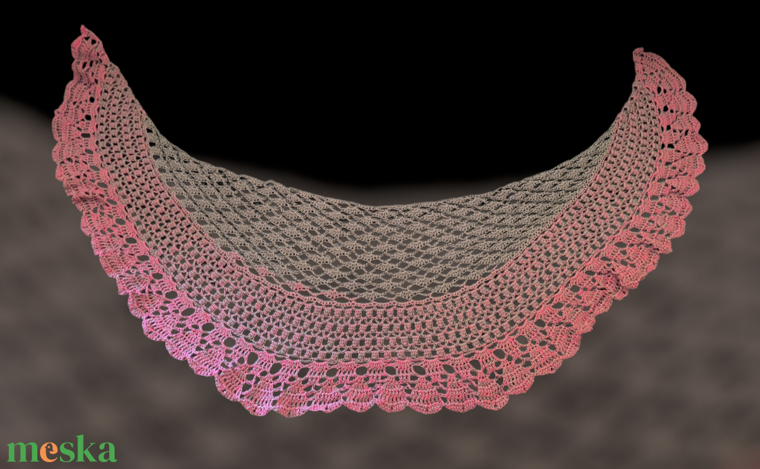 Horgolt félhold sál - ruha & divat - sál, sapka, kendő - sál - Meska.hu