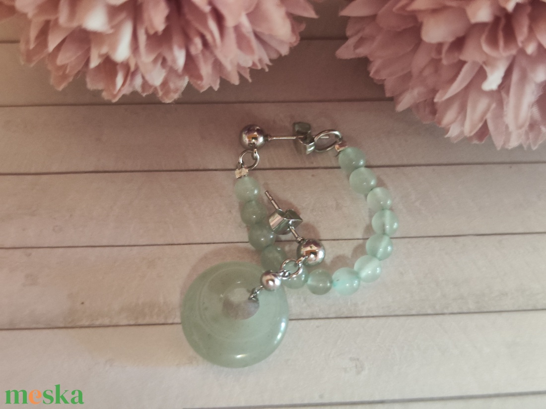 Aszimmetrikus zöld aventurin fülbevaló!  - ékszer - fülbevaló - lógó fülbevaló - Meska.hu