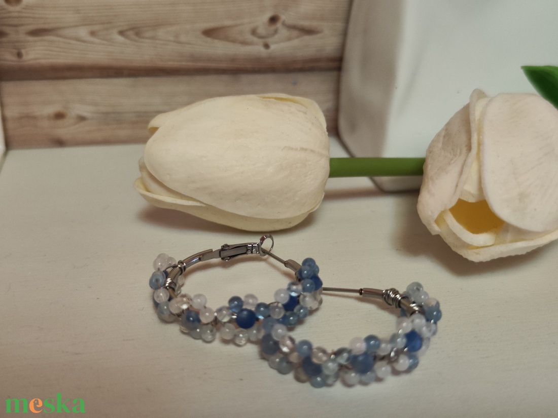 Nemesacél fülbevaló Akvamarin virágokkal! - ékszer - fülbevaló - karika fülbevaló - Meska.hu Nemesacél fülbevaló Akvamarin virágokkal! - ékszer - fülbevaló - karika fülbevaló - Meska.hu