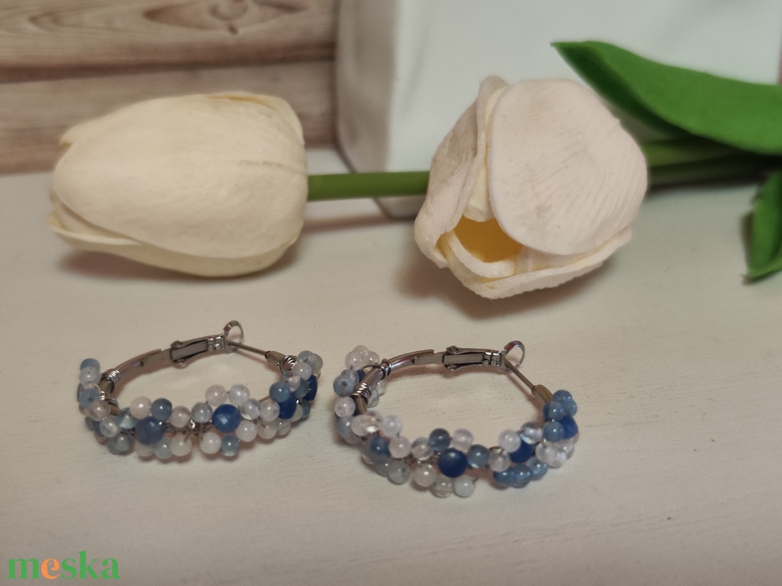 Nemesacél fülbevaló Akvamarin virágokkal! - ékszer - fülbevaló - karika fülbevaló - Meska.hu Nemesacél fülbevaló Akvamarin virágokkal! - ékszer - fülbevaló - karika fülbevaló - Meska.hu