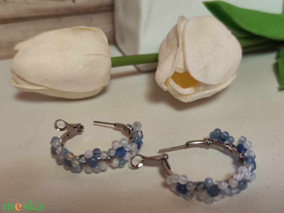 Nemesacél fülbevaló Akvamarin virágokkal! - ékszer - fülbevaló - karika fülbevaló - Meska.hu Nemesacél fülbevaló Akvamarin virágokkal! - ékszer - fülbevaló - karika fülbevaló - Meska.hu