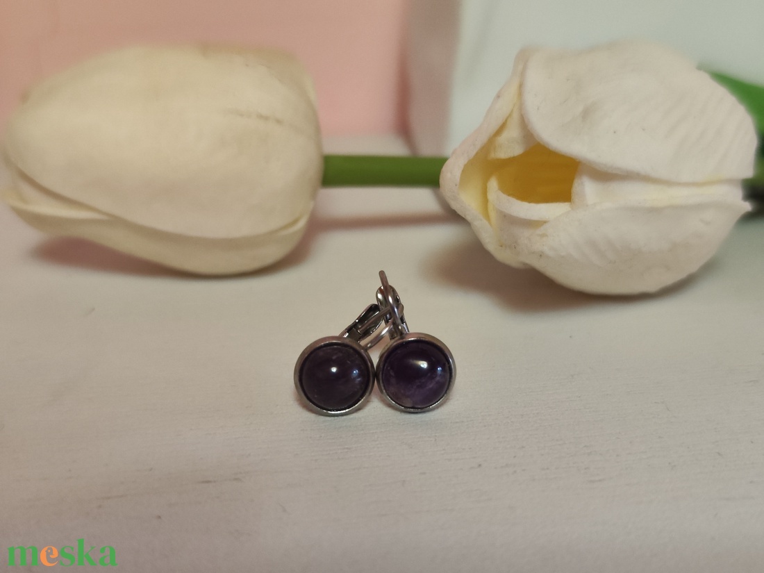Kislány ametiszt fülbevaló! - ékszer - fülbevaló - lógós kerek fülbevaló - Meska.hu