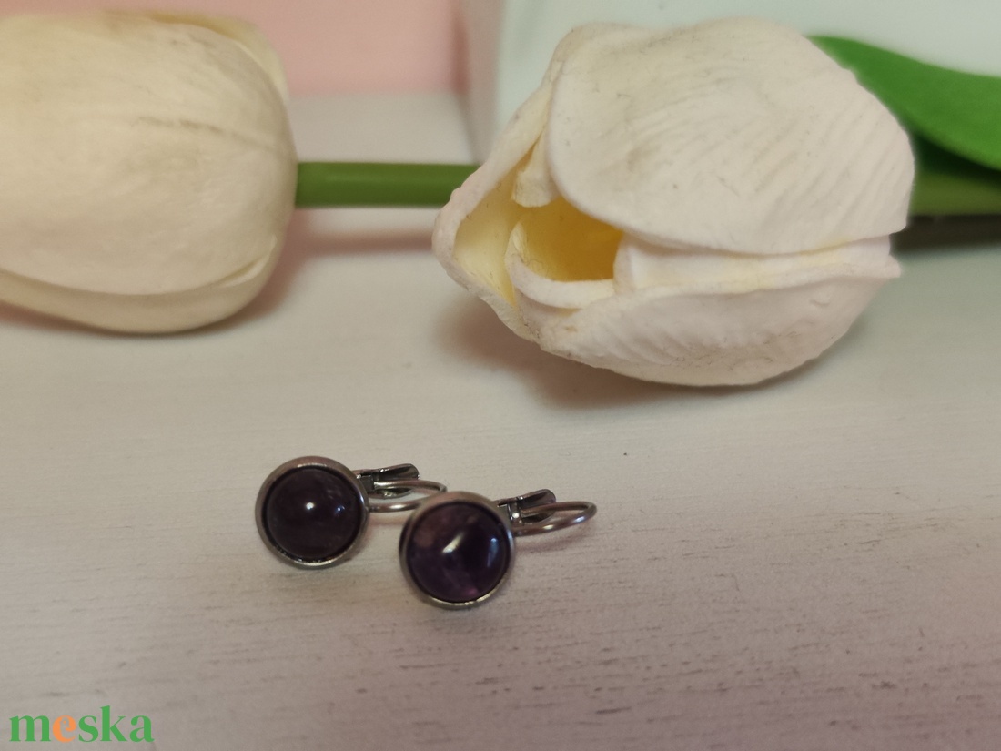 Kislány ametiszt fülbevaló! - ékszer - fülbevaló - lógós kerek fülbevaló - Meska.hu