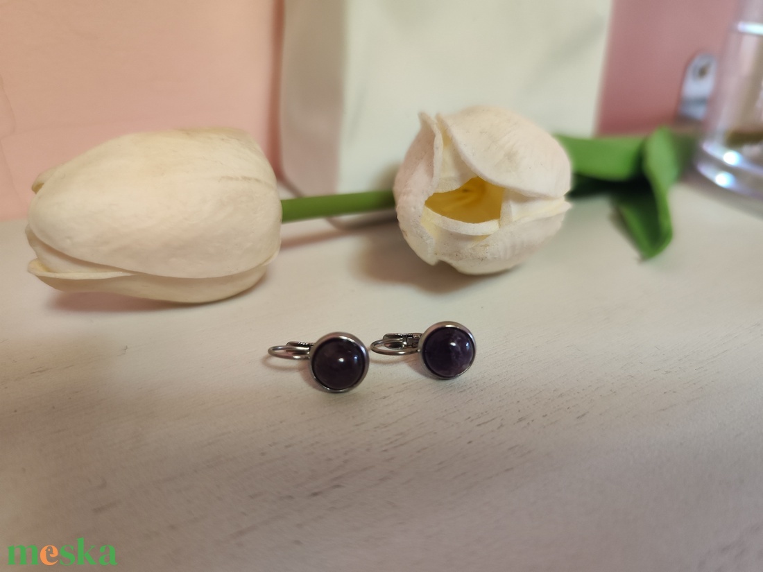 Kislány ametiszt fülbevaló! - ékszer - fülbevaló - lógós kerek fülbevaló - Meska.hu