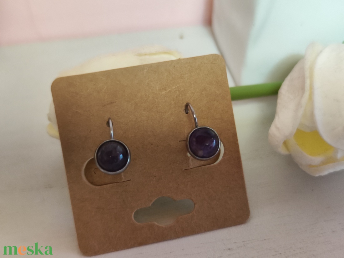 Kislány ametiszt fülbevaló! - ékszer - fülbevaló - lógós kerek fülbevaló - Meska.hu