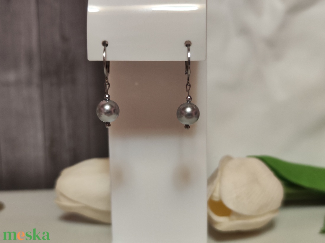 Shell pearl - hematit fülbevaló! - ékszer - fülbevaló - lógós kerek fülbevaló - Meska.hu